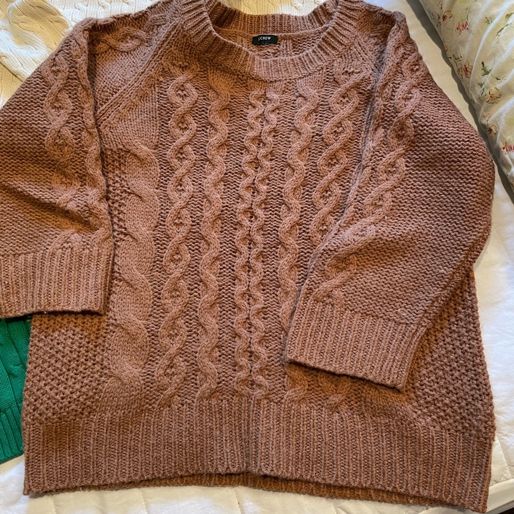 J Crew brown cable sweater